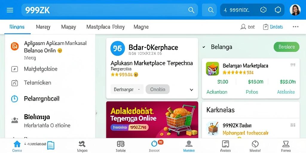 Screenshot antarmuka aplikasi Marketplace 999ZK yang mudah digunakan.
