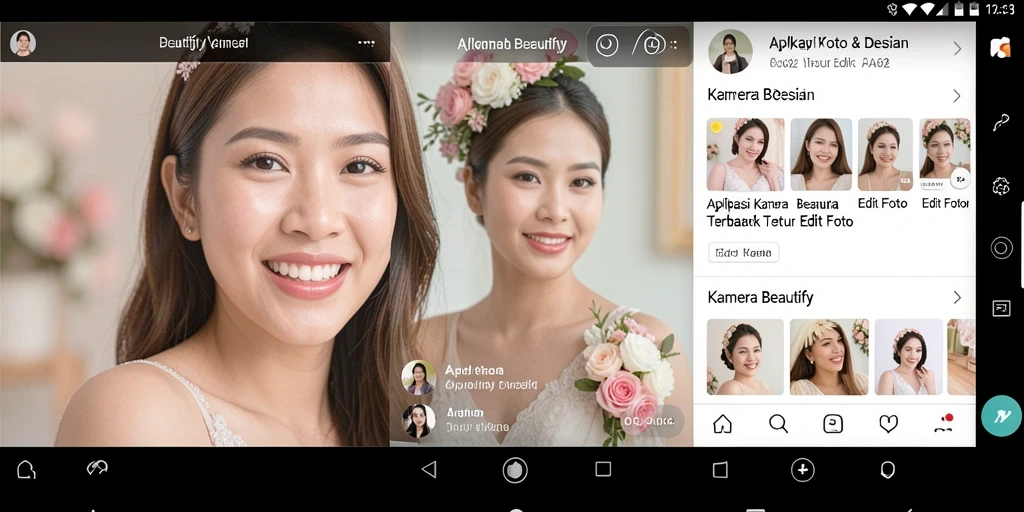 Tampilan antarmuka AA62 saat mengedit foto dengan efek Kamera Beautify.