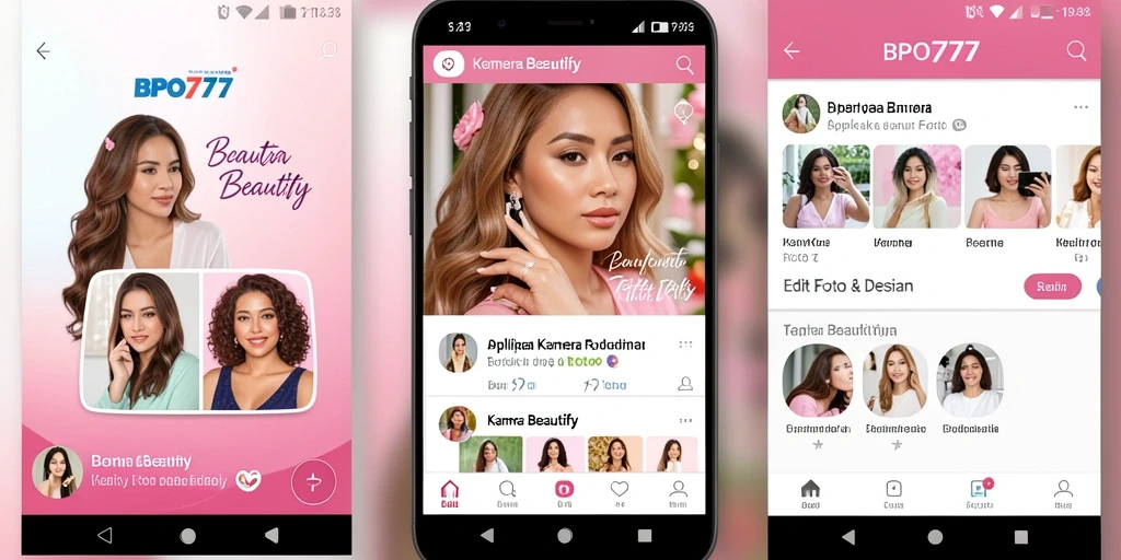 Tampilan antarmuka BPO777 yang memukau untuk edit foto Kamera Beautify.