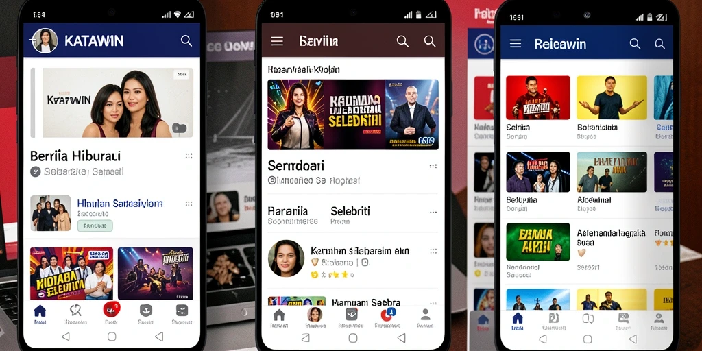 Antarmuka KATAWIN yang menarik dan informatif untuk berita selebriti.