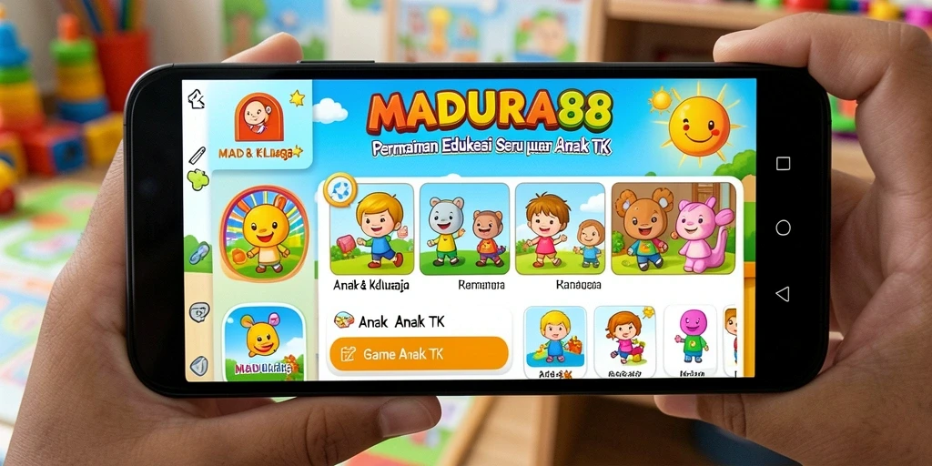 Tampilan antarmuka permainan edukatif untuk anak-anak.