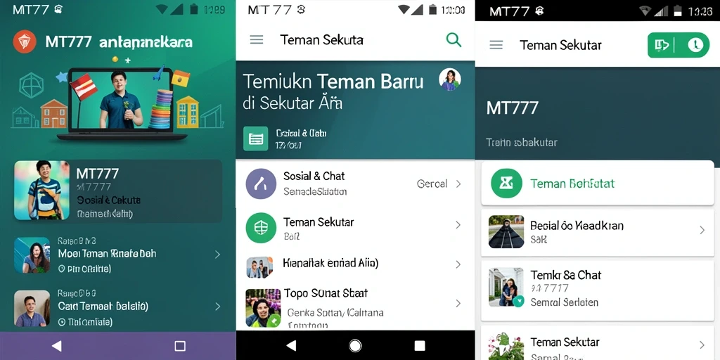 Tampilan antarmuka aplikasi MT777 untuk Teman Sekitar yang menarik dan mudah digunakan.