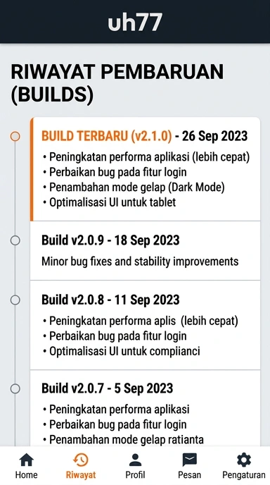 Riwayat Versi uh77 untuk Pengguna Android